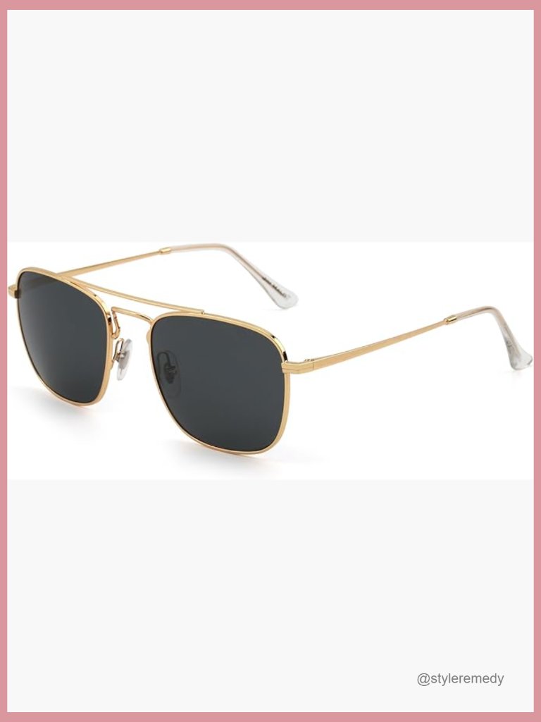 Retro Square Aviator Sunglasses With Metal Frames And Glass Lenses